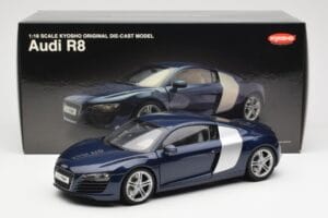 Audi R8 4.2 FSI V8 Blå Kyosho 1:18 09213BL Metall — bild 8 av 8