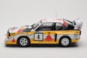 Audi Sport Quattro S1 E2 #4 S. Blomqvist / B. Cederberg Rally 1000 Lakes 1985 IXO 1:18 18RMC161A Metall — bild 3 av 6