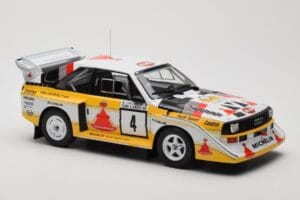 Audi Sport Quattro S1 E2 #4 S. Blomqvist / B. Cederberg Rally 1000 Lakes 1985 IXO 1:18 18RMC161A Metall — bild 4 av 6