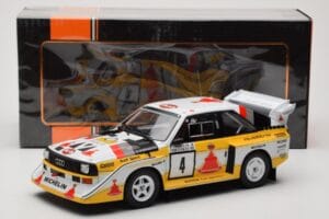 Audi Sport Quattro S1 E2 #4 S. Blomqvist / B. Cederberg Rally 1000 Lakes 1985 IXO 1:18 18RMC161A Metall — bild 6 av 6
