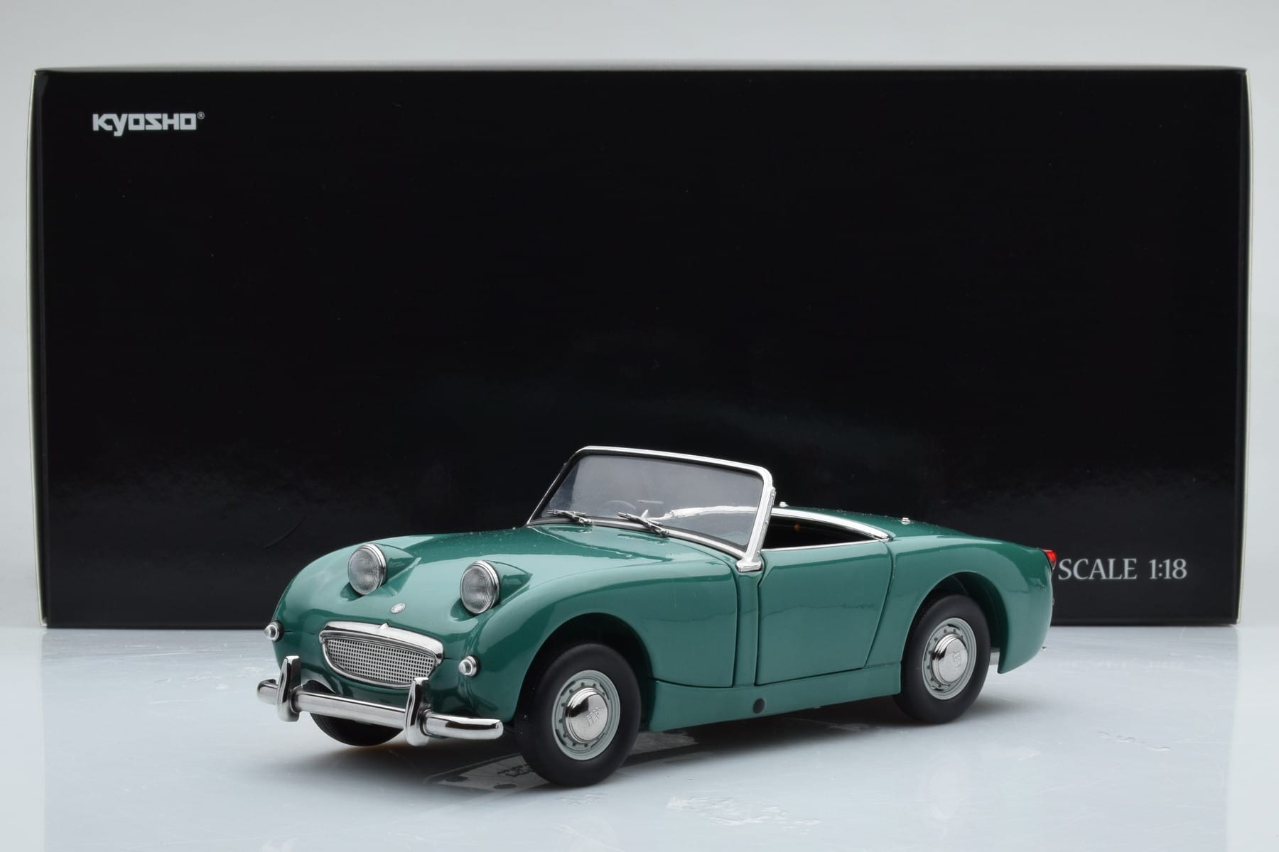 Austin-Healey Sprite Grön Kyosho 1:18 08953LG Metall — bild 8 av 8