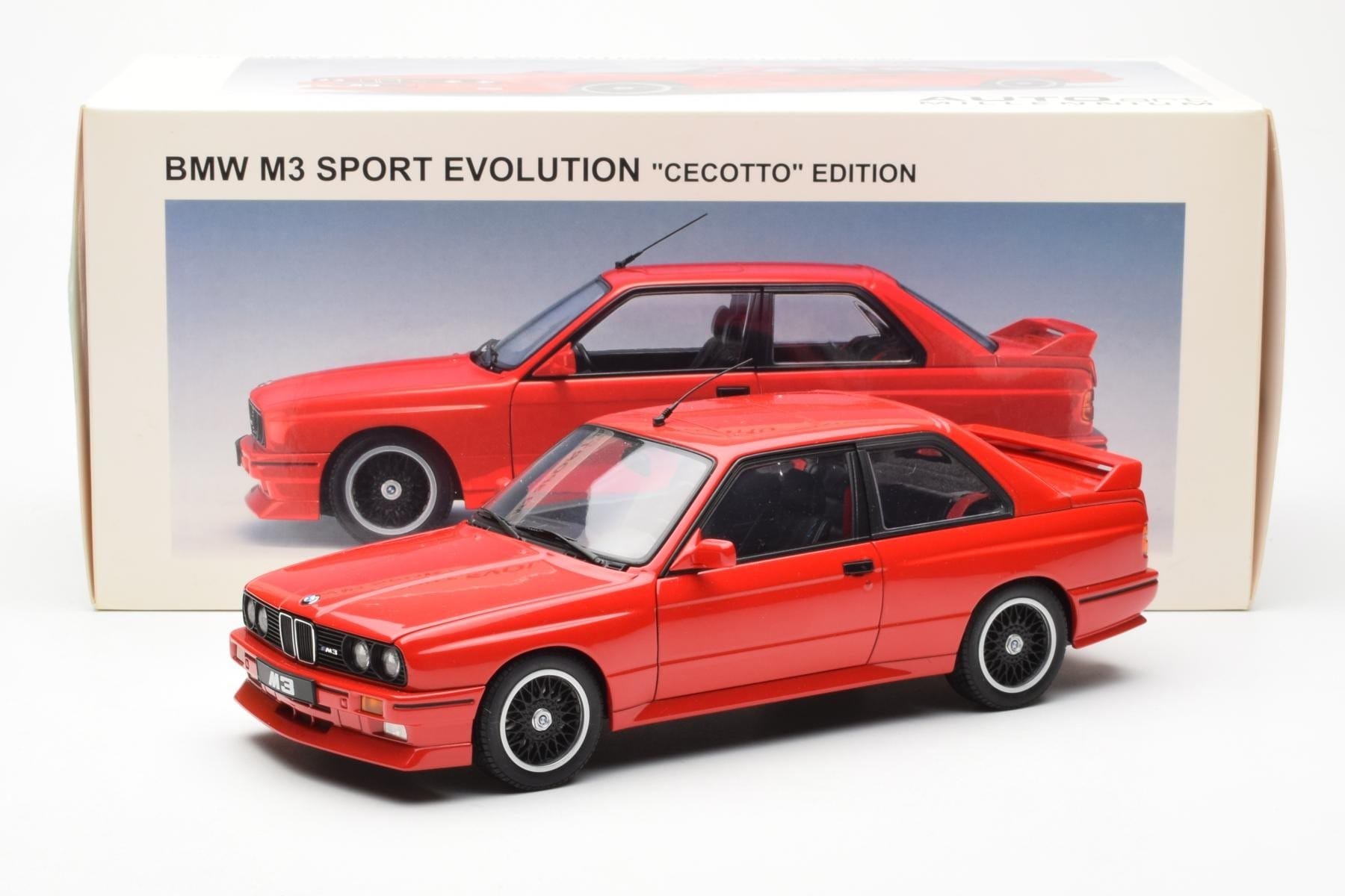 BMW M3 E30 Sport Evolution Cecotto Edition Röd AUTOart 1:18 70566 Metall — bild 8 av 8