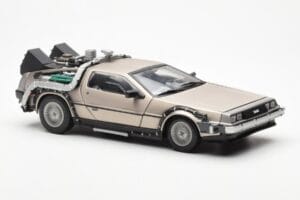 DeLorean DMC-12 Time Machine Back to the Future Silver Sun Star 1:18 2711 Metall — bild 6 av 8