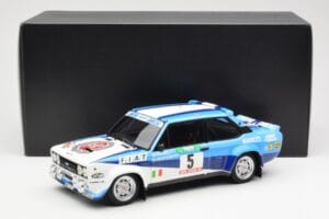 Fiat 131 Abarth #5 Team Fiat Works Rally Portugal 1980 Kyosho 1:18 08376A Metall — bild 8 av 8