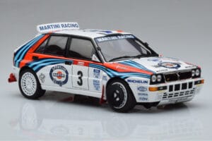 Lancia Delta HF Integrale Evoluzione #3 D. Auriol / B. Occelli Tour de Corse 1992 Kyosho 1:18 08348H Metall — bild 5 av 9