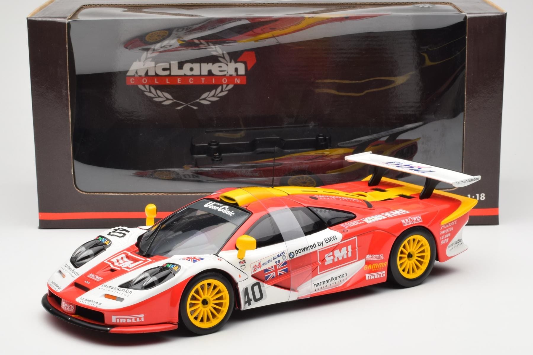McLaren F1 GTR #40 J. O'Rourke / M. Sugden / P. Auberlein EMI 24 Hours of Le Mans 1996 UT Models 1:18 39820 Metall — bild 6 av 6