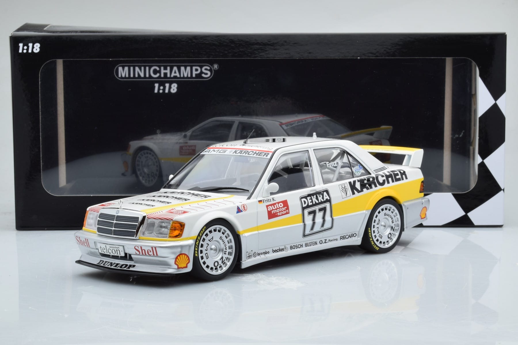 Mercedes 190E 2.5-16 W201 EVO 1 Karcher #77 F. Kreutzpointer Team AMG-Mercedes DTM 1990 Minichamps 1:18 155903677 Metall — bild 6 av 6