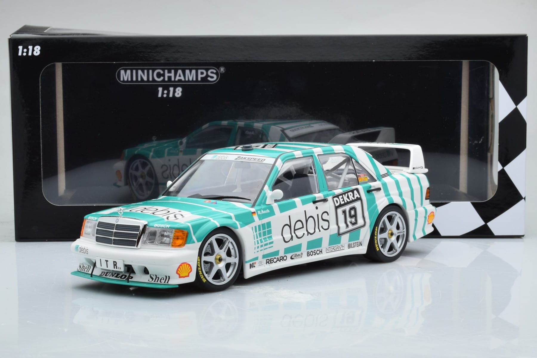 Mercedes 190E 2.5-16 W201 EVO 2 Debis #19 R. Asch Team Zackspeed DTM 1991 Minichamps 1:18 155913619 Metall — bild 6 av 6