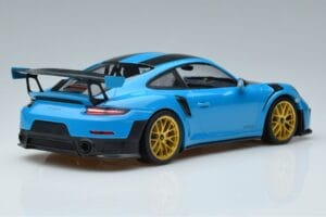 Porsche 911 991.2 GT3 RS Weissach Package Miami Blå Guldfälgar Minichamps 1:18 153068310 Metall — bild 2 av 6