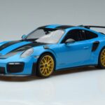 Porsche 911 991.2 GT3 RS Weissach Package Miami Blå Guldfälgar Minichamps 1:18 153068310 Metall