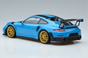 Porsche 911 991.2 GT3 RS Weissach Package Miami Blå Guldfälgar Minichamps 1:18 153068310 Metall — bild 5 av 6
