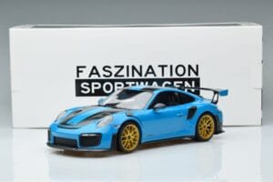 Porsche 911 991.2 GT3 RS Weissach Package Miami Blå Guldfälgar Minichamps 1:18 153068310 Metall — bild 6 av 6
