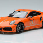 Porsche 911 992 Turbo S China 20th Anniversary Orange Minichamps 1:18