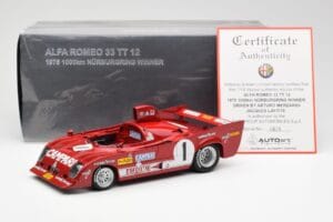 Alfa Romeo 33TT 12 #1 A. Merzario / J. Laffite 1000km Nurburgring Winner 1975 AUTOart 1:18 87505 Metall — bild 8 av 8