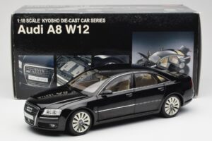 Audi A8 D3 W12 Svart Kyosho 1:18 09212BK Metall — bild 8 av 8