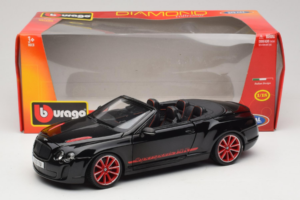 Bentley Continental Supersports ISR Cabriolet Svart Med Röda Fälgar Bburago 1:18 18-11035 Metall — bild 8 av 8