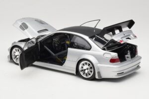 BMW M3 E46 GTR Street Silver With Carbon Roof Minichamps 1:18 100012102 Metall — bild 5 av 8