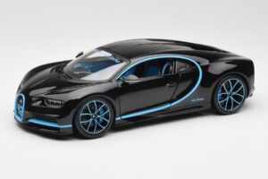 Bugatti Chiron Svart & Blå Bburago 1:18 18-11040BK Metall