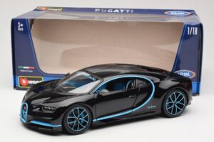 Bugatti Chiron Svart & Blå Bburago 1:18 18-11040BK Metall — bild 8 av 8
