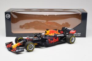 Red Bull RB16B #33 M. Verstappen Emilia Romagna GP Winner Mid Race Tyres 2021 Minichamps 1:18 110210133 Metall — bild 6 av 7