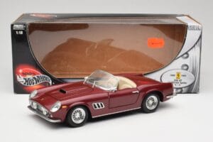 Ferrari 250 GT California Spider LWB Mörkröd Hot Wheels 1:18 25727 Metall — bild 8 av 8