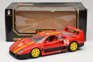 Ferrari F40 Evoluzione #14 L. Dalla Noce H&R Röd med Gula Hjul 1992 Bburago 1:18 3042-H1 Metall — bild 8 av 8