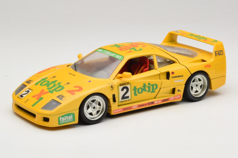 Ferrari F40 Totip Jolly Club #2 Gul Bburago 1:18 3332-Y1 Metall