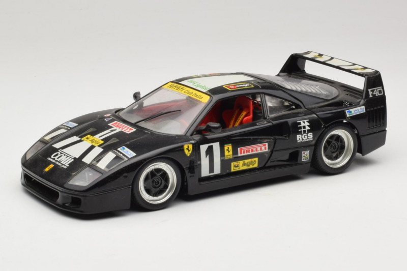Ferrari F40 Pirelli Agip #1 Svart Bburago 1:18 3332-B1 Metall