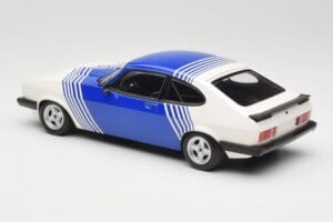 Ford Capri Mk2 3.0 Vit med Blå Ränder Minichamps 1:18 155788600 Metall — bild 5 av 6