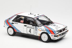 Lancia Delta HF 4WD #4 M. Alen / I. Kivimaki Martini Rally 1000 Lakes 1987 Kyosho 1:18 08960B Metall — bild 6 av 8