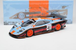 McLaren F1 GTR Gulf #41 P. Gounon / S. Oloffson 24 Hours of Le Mans 1997 Minichamps 1:18 530133741 Metall — bild 8 av 8