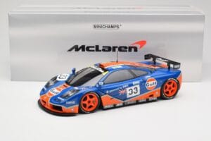 McLaren F1 GTR Gulf Racing #33 S. Bellm / A. Weaver / J. Lehto 24 Hours of Le Mans 1996 Minichamps 1:18 530133633 Metall — bild 8 av 8