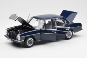 Mercedes 200 W114 Midnight Blå Återförsäljarupplaga Norev 1:18 B66040694 Metall — bild 2 av 8
