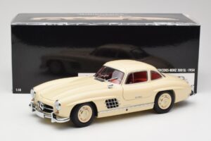 Mercedes 300 SL W198 Grädde Med Rött Interiör Minichamps 1:18 180039002 Metall — bild 8 av 8