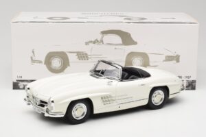 Mercedes 300 SL W198 Roadster Vit Med Mjukt Tak Minichamps 1:18 180039034 Metall — bild 9 av 9