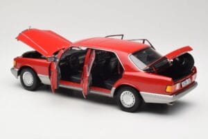 Mercedes 560 SEL W126 Röd Norev 1:18 183463 Metall — bild 5 av 8