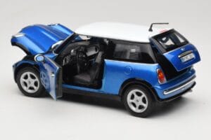 Mini Cooper R50 Blå med Vitt Tak Mondo Motors 1:18 MINI004 Metall — bild 5 av 8