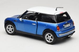 Mini Cooper R50 Blå med Vitt Tak Mondo Motors 1:18 MINI004 Metall — bild 7 av 8