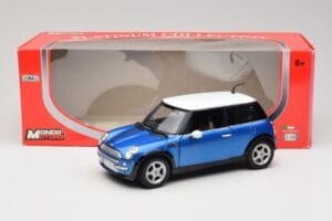 Mini Cooper R50 Blå med Vitt Tak Mondo Motors 1:18 MINI004 Metall — bild 8 av 8