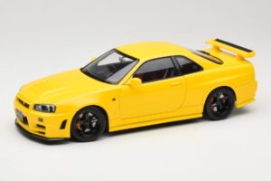 Nissan Skyline GT-R R34 Customized Version Gul MotorHelix 1:18 M83412 Metall
