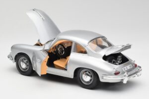 Porsche 356B Silver & Brunt Interiör Bburago 1:18 3021-M2 Metall — bild 5 av 8