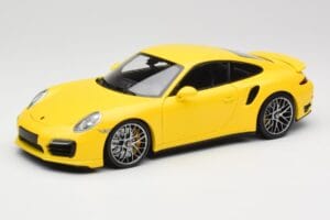 Porsche 911 991 Turbo S Gul Med Silverfärgade Fälgar Minichamps 1:18 110062322 Metall