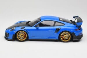Porsche 911 991.2 GT2 RS Blå med Guldade Fälgar Minichamps 1:18 155068302 Metall — bild 3 av 6