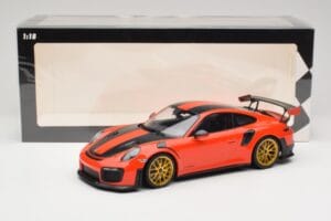 Porsche 911 991.2 GT2 RS Orange Weissach Package Guldade Fälgar Minichamps 1:18 155068305 Metall — bild 6 av 6