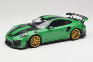 Porsche 911 991.2 GT2 RS Weissach Package British Racing Grön & Guld Hjul Minichamps 1:18 153068318 Metall