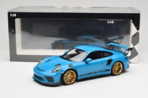 Porsche 911 991.2 GT3 RS Blå med Guldade Fälgar Minichamps 1:18 155068222 Metall — bild 6 av 6