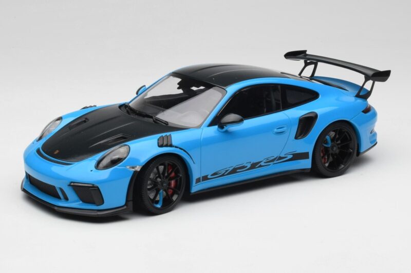 Porsche 911 991.2 GT3 RS Miami Blå Weissach Package & Svarta Magnesium Hjul Minichamps 1:18 153068231 Metall