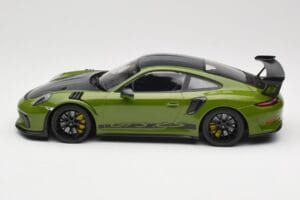 Porsche 911 991.2 GT3 RS Weissach Package Lizard Green Wording & Svarta Magnesiumfälgar Minichamps 1:18 155068232 Metall — bild 3 av 6
