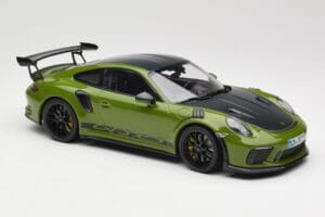 Porsche 911 991.2 GT3 RS Weissach Package Lizard Green Wording & Svarta Magnesiumfälgar Minichamps 1:18 155068232 Metall — bild 4 av 6