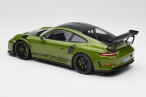 Porsche 911 991.2 GT3 RS Weissach Package Lizard Green Wording & Svarta Magnesiumfälgar Minichamps 1:18 155068232 Metall — bild 5 av 6